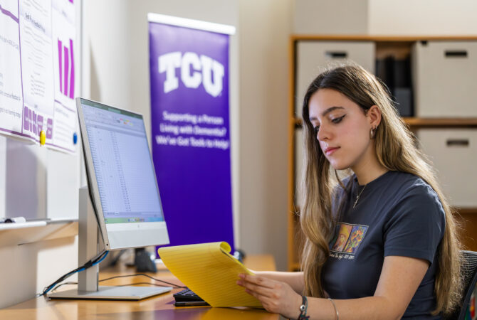 Image from a series of photos depicting laboratory research in the psychology department of TCU's Louise Dilworth Davis College of Science and Engineering, February 10, 2026. Photo by James Anger.